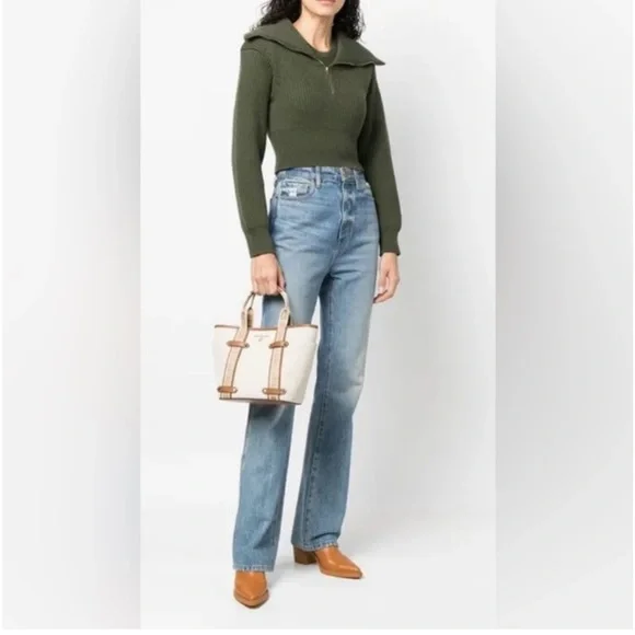 MICHAEL KORS Maeve Small Canvas Open Tote Rose Leather NWT $298 - Picture 9 of 14